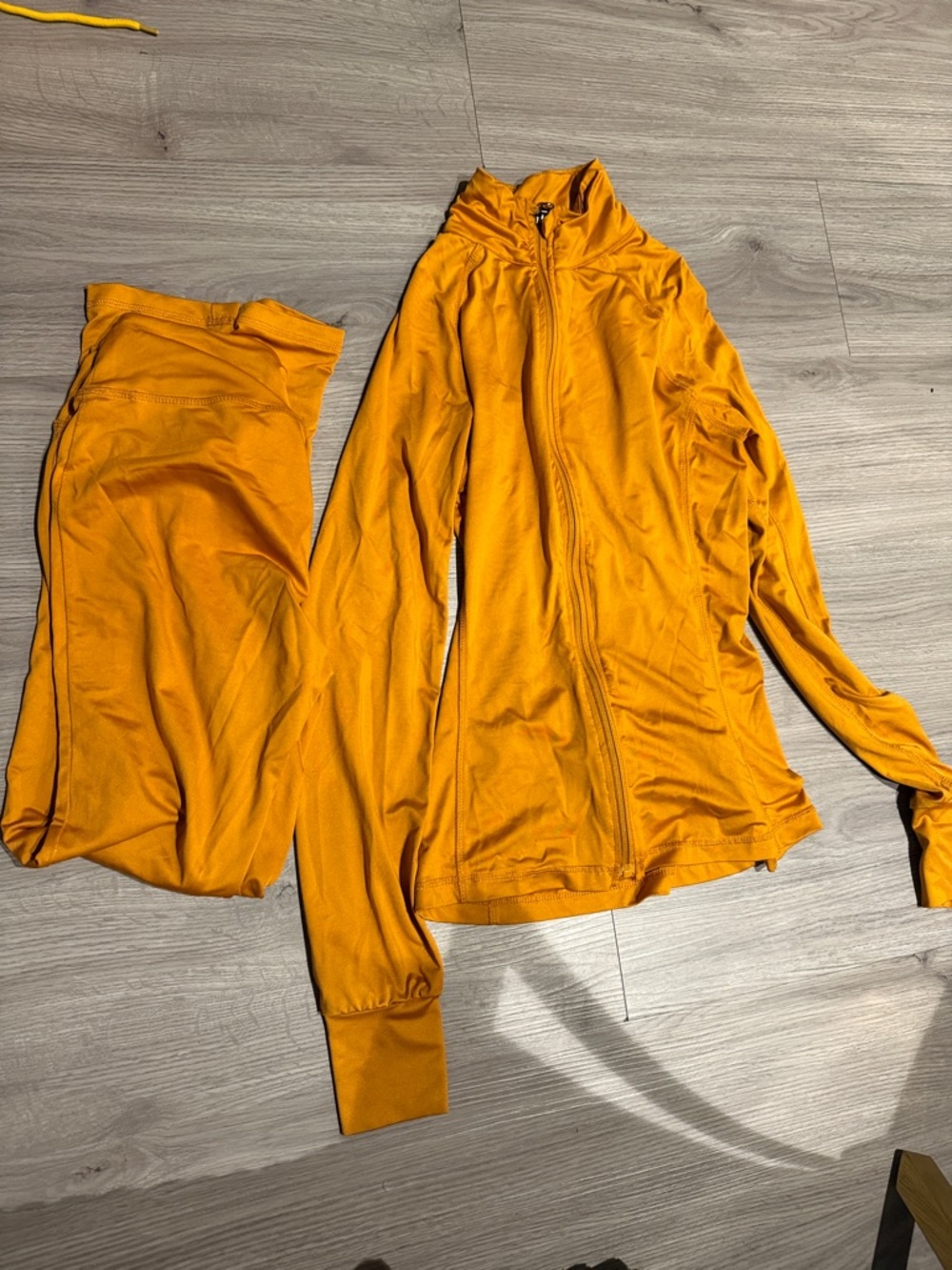 Golden Yellow Zip-Up Jacket and Leggings Set